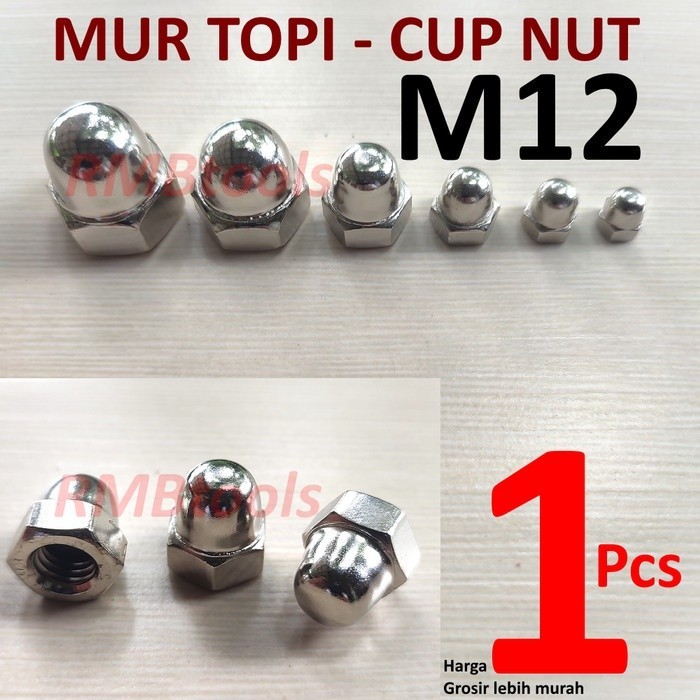 M12 CAP NUT KEY 19 CHROMED NICKEL / CUP NUT M12 PITCH 1.75