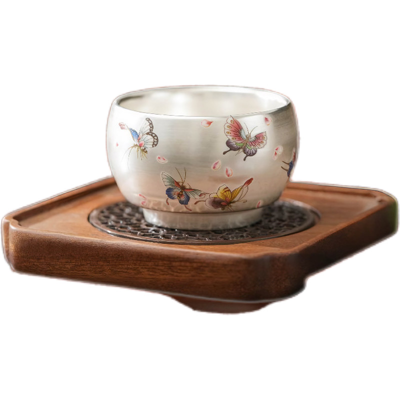 ถ้วยชาเงิน Gilt|เคลือบเงินแท้999|Handmade Ingenuity Long-Use Non-Fading 丨งานศิลปะบนโต๊ะน้ําชา F33Y