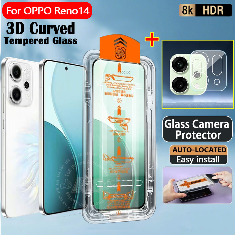 สําหรับฟิล์ม OPPO Reno 16F 16 14F 14 15F 15 5G ฟิล์มกระจกนิรภัย OPPO Reno 14 15 16 Pro Max 5G หน้าจอป้องกันอัตโนมัติอัตโนมัติปราศจากฝุ่นเต็มรูปแบบติดตั้งง่ายในคลิกเดียวความเป็นส่วนตัวกระจกป้องกันลายนิ้วมือสอดแนมฟิล์มกระจก