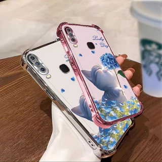 สําหรับ VIVO Y11 Y12 Y15 Y17 Y19 เคสโทรศัพท์ดอกไม้แมวสี่มุมซิลิโคน TPU โปร่งใสนุ่ม XH007