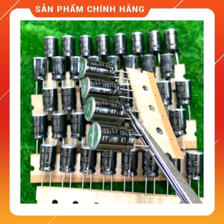 [ 2 ชิ้น ] ELNA DENON CAPACITOR 100V 47UF, 100V47UF, 47UF100V, 47UF 100V (10x16x5mm )