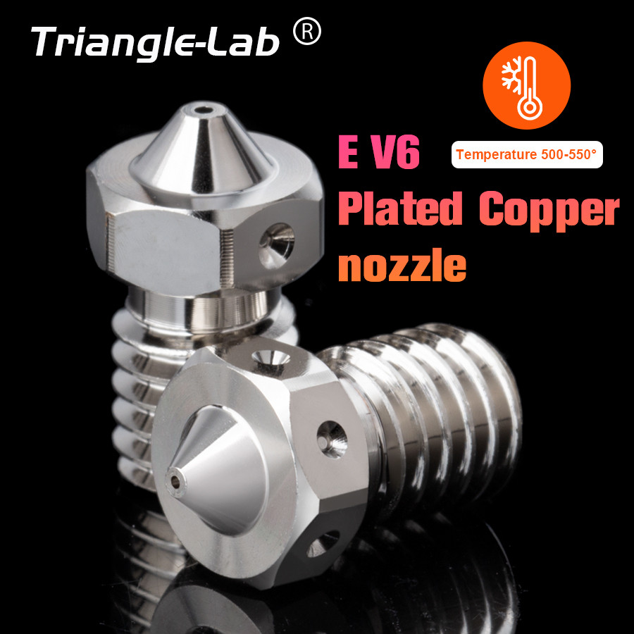 R Trianglelab E-V6 Plated Copper Nozzle Durable Non-stick For 3D Printers Hotend M6 Thread for V6 Ho