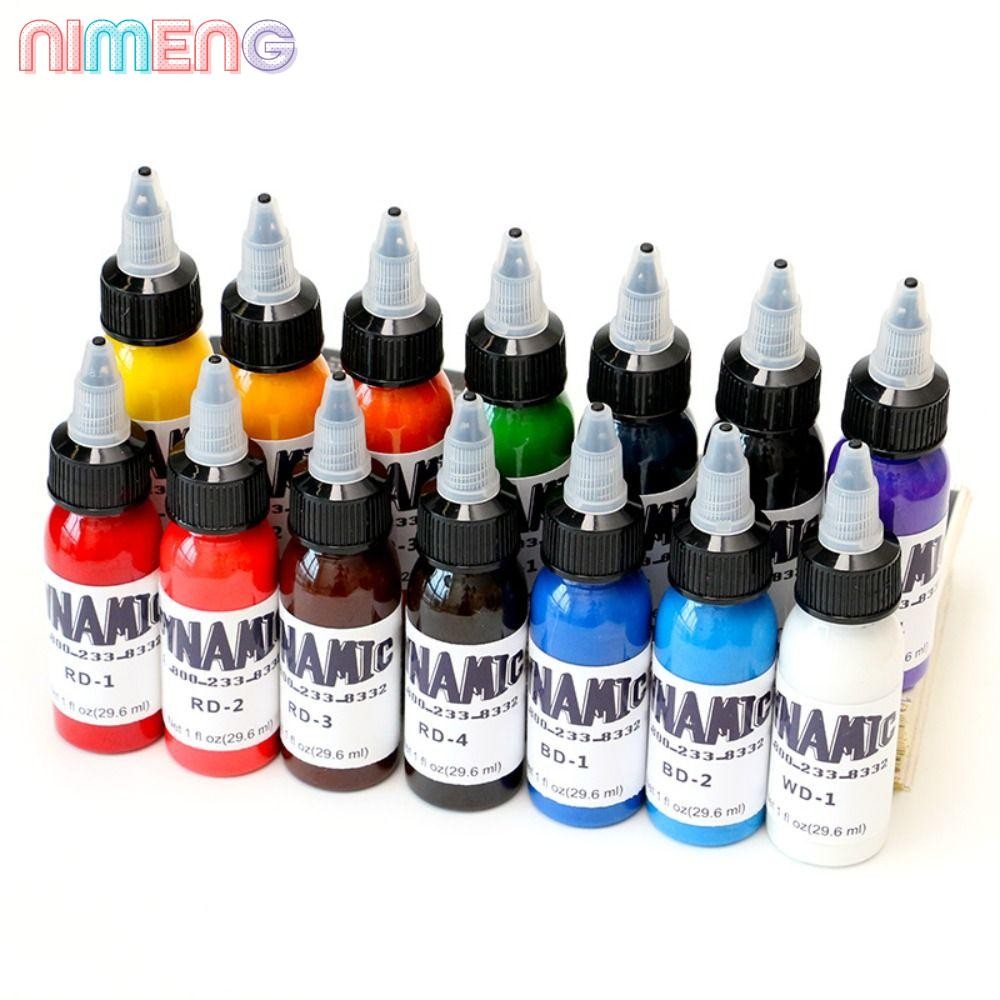 หมึกสัก NIMENG สีขาว ดำ น้ำตาล ม่วง ชมพู แดง เขียว ขนาด 30ml