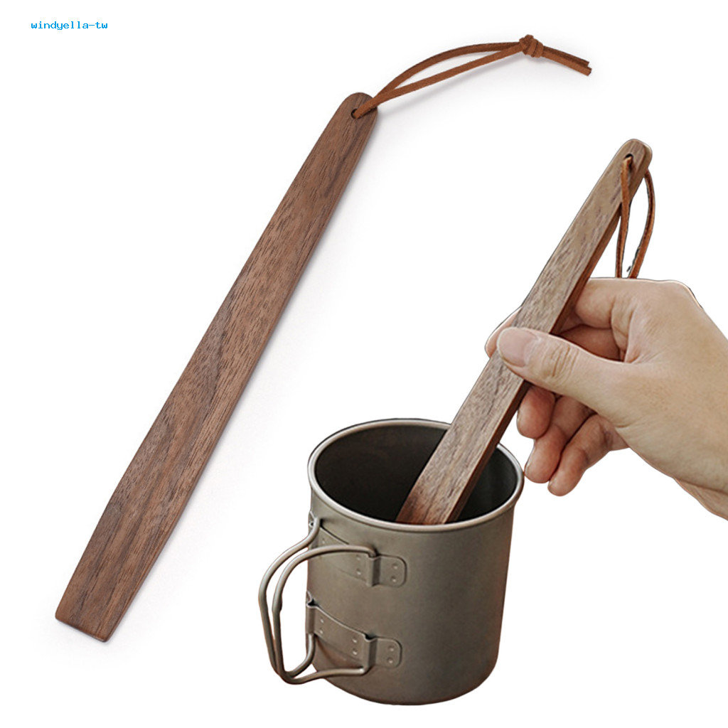 WD Black Walnut Stir Stick กาแฟกวนภาชนะแบบพกพาไม้กาแฟ Stirrer สําหรับ Outdoor Camping Long Handle Mi