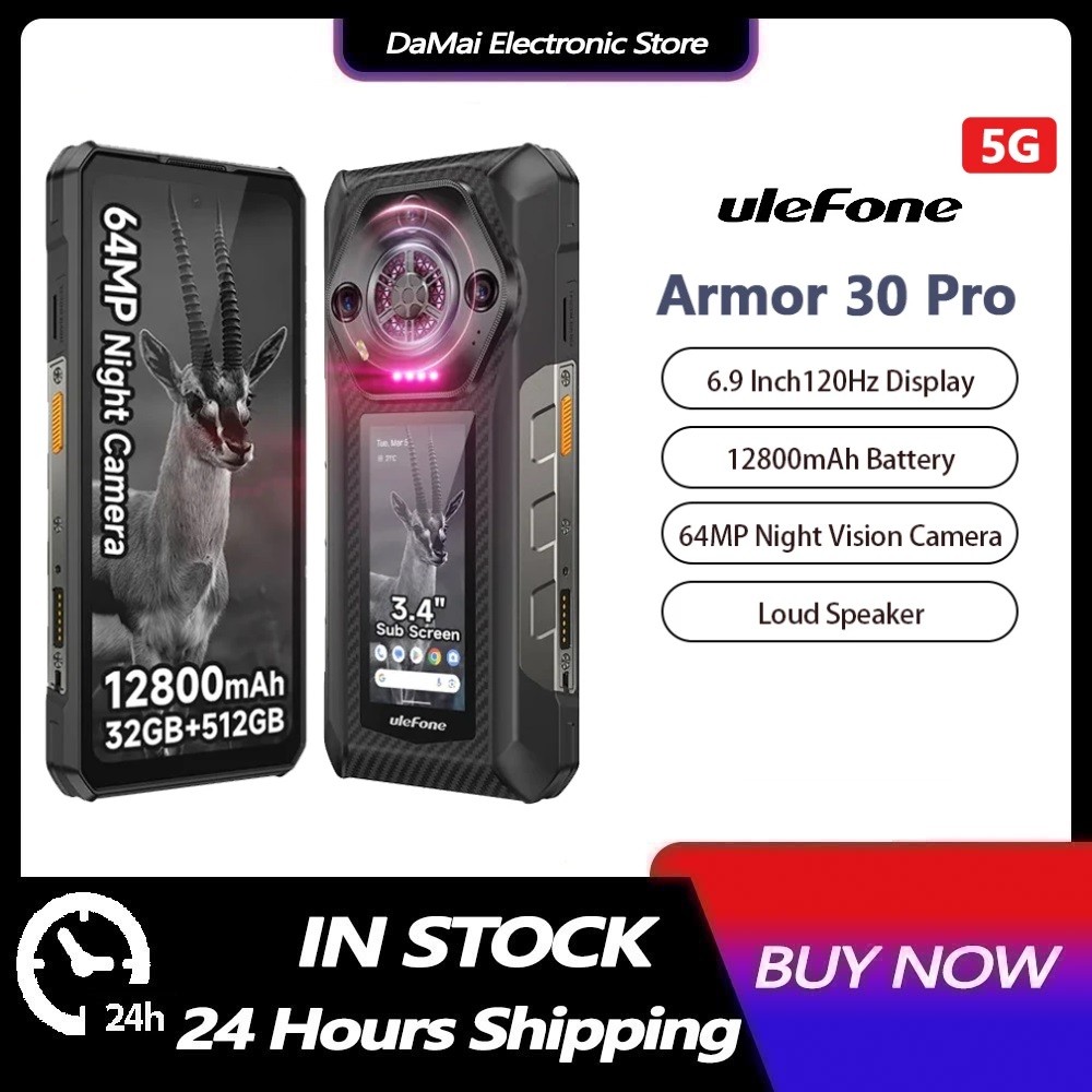Ulefone Armor 30 Pro 5Gโทรศัพท์ที่ทนทาน 12800mAh 64MP Night Visionกล้องโทรศัพท์มือถือAndroid 14 สูงส