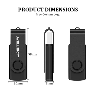 JASTER เงินคลิป USB แฟลชไดรฟ์ 128MB 512MB 2GB หมุนได้ปากกาสีสันสดใส 4GB 8GB 16GB ฟรีพวงกุญแจ USB Stick 32GB