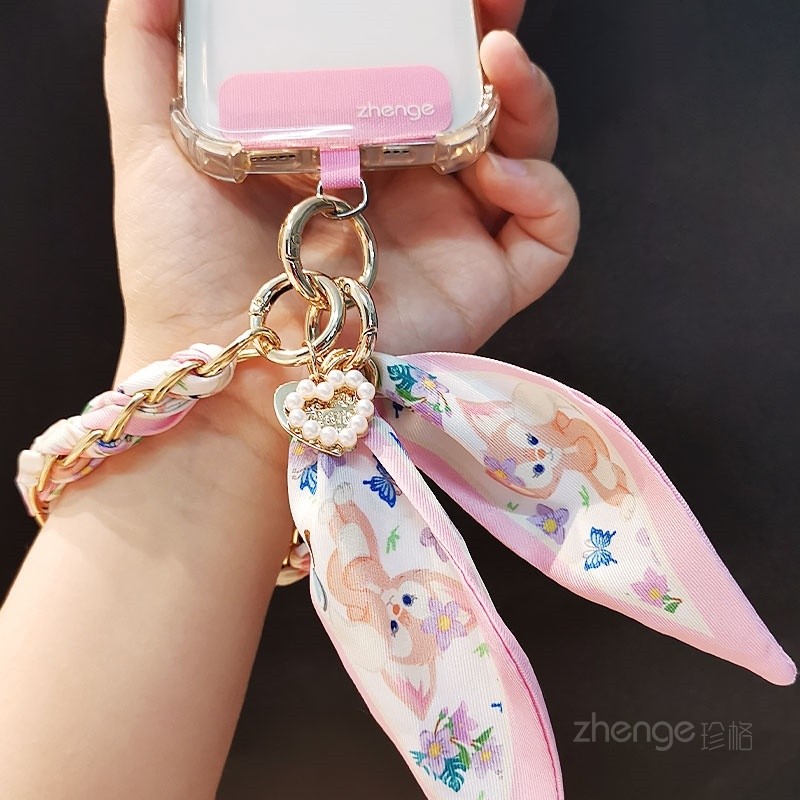 ผ้าพันคอไหมโซ่โลหะเชือกเส้นเล็กโทรศัพท์มือถือหญิงข้อมือสั้นกลางแจ้งป้องกันการสูญหายเชือกมือเชือกเส้นเล็กปีนเขาเดินทางช้อปปิ้งป้องกันการ