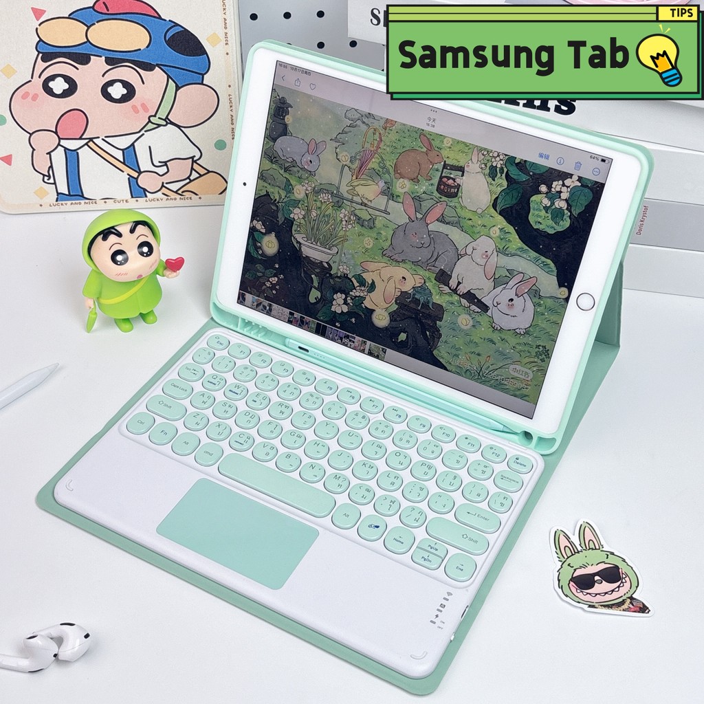 เคสคีย์บอร์ดไทย for Samsung Tab S10 S9 FE S8 S7 FE S7+ S9FE+ เก็บปากกาได้ คีย์บอร์ดพร้อมเคสซัมซุง