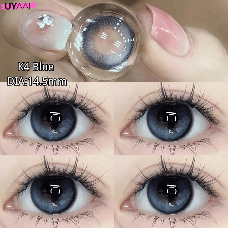 คอรแทคเลนส์ [0.00~-6.00] UYAAI K4 series คอนแทคเลนส์สี 14.5mm Blue Gray Brown คอนแทคเลนส์รายเดือน