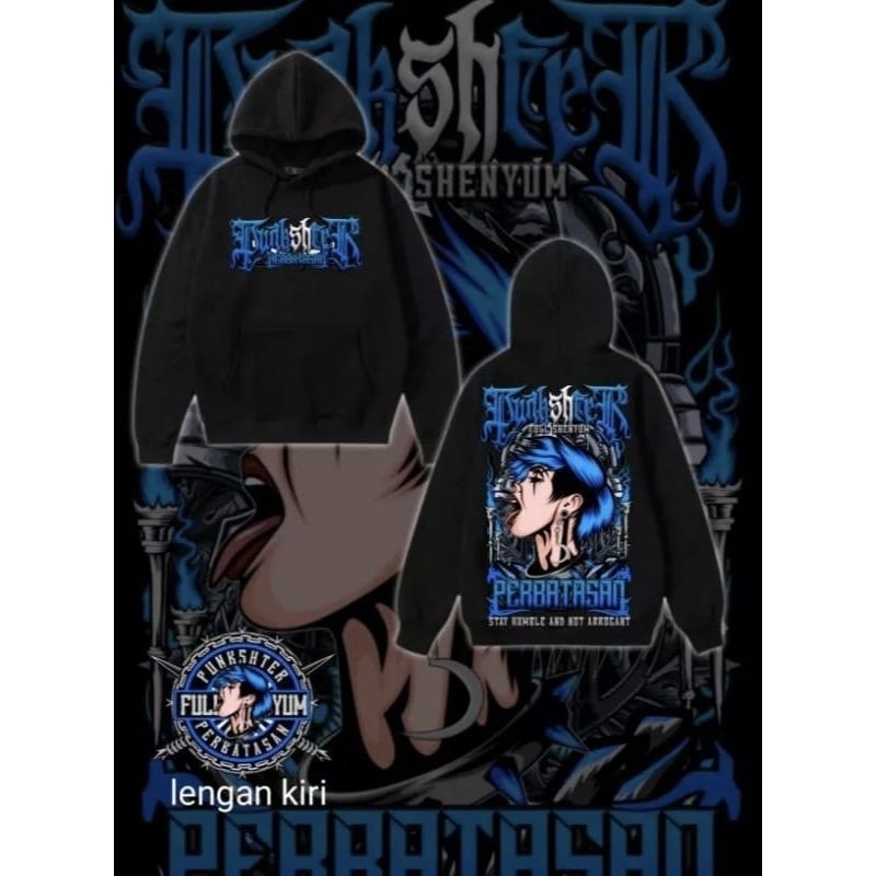 Border Blue Punkshter Hoodie PSHT Terate Hoodie