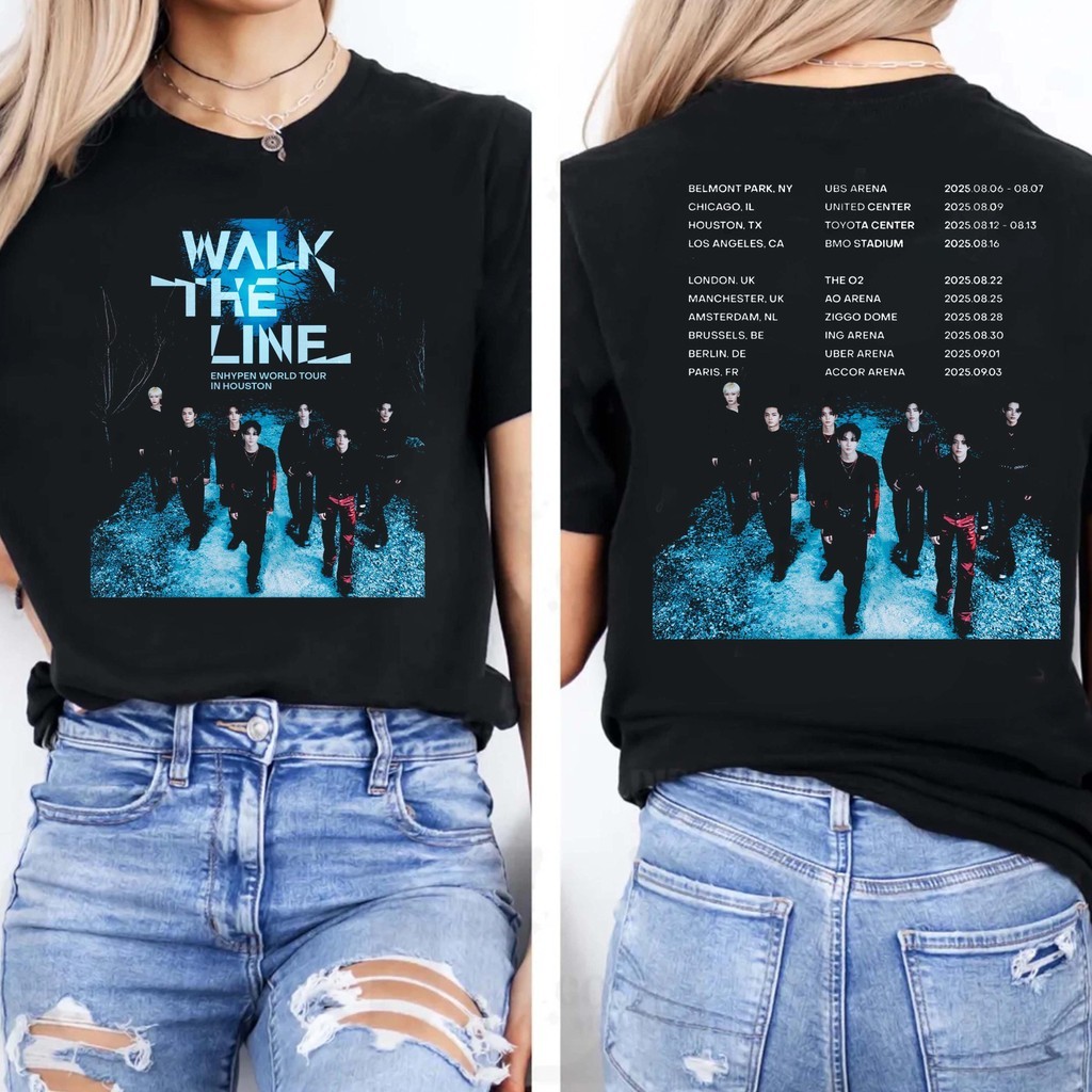 ENHYPEN World Tour Walk The Line IN U.S & EUROPE เสื้อเชิ้ต Enhypen เสื้อยืด Enhypen 2025 เสื้อเชิ้ต