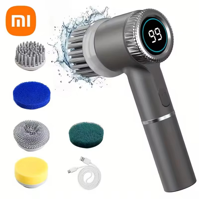 Xiaomi 5 in 1 Power Scrubber 5 หัวแปรงเปลี่ยนได้ไฟฟ้า Spin Scrubber แปรงทําความสะอาดห้องน้ํา Power Scrubber