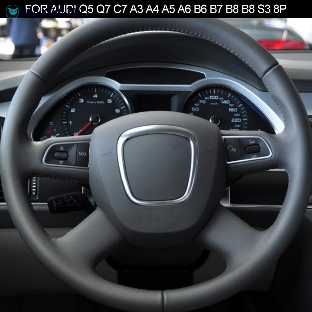 NANASALONNN รถพวงมาลัยแผงกรอบแหวนสติกเกอร์ Trim Center Cover Protector สําหรับ Audi Q5 Q7 C7 A3 A4 A