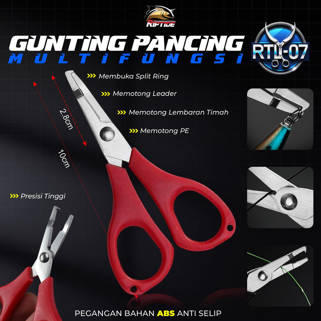RIPTIDE RTL-07 MULTIFUNCTION FISHING SCISSORS RIPTIDE SCISSORS FISHING MULTIFUNCTION เครื่องตัดแหวน 