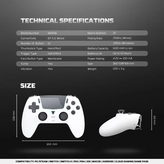 FANTECH จอยเกมมิ่งไร้สาย เชื่อมต่อได้ 2 โหมด Wireless gaming controller รองรับ PC/PS รุ่น WGP16