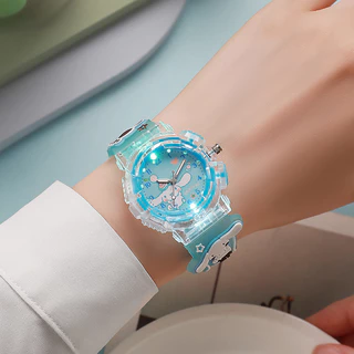 นาฬิกา 3D ไฟ LED สีสวย สายซิลิโคน สำหรับเด็กผู้หญิงน่ารักและปลอดภัย