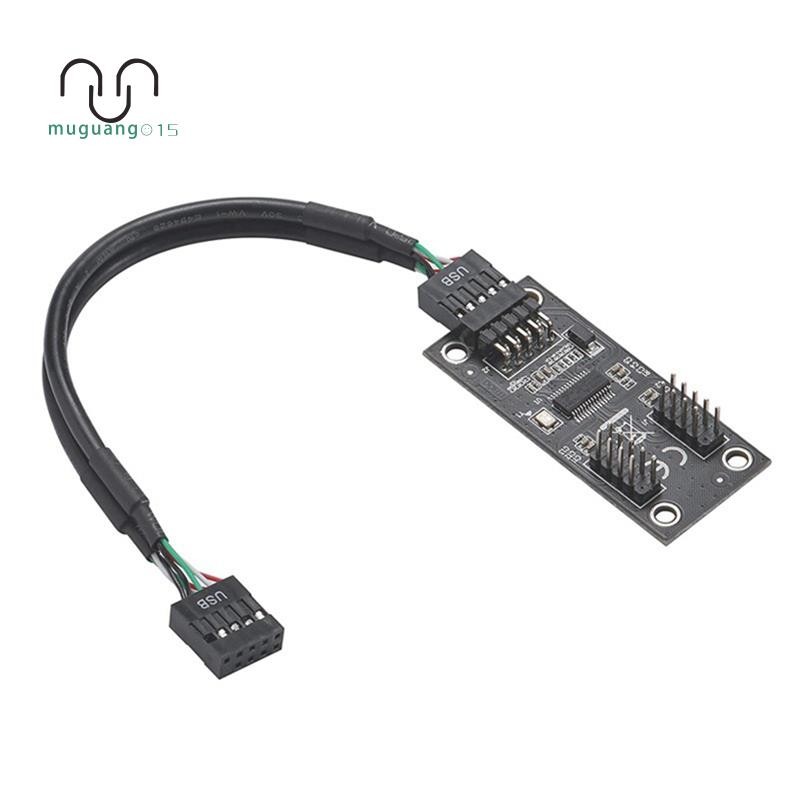 USB Hub USB Splitter USB2.0 9Pin to Dual 9Pin Hub Adapter Riser เมนบอร์ด USB 9Pin Connector 1 ถึง 2 