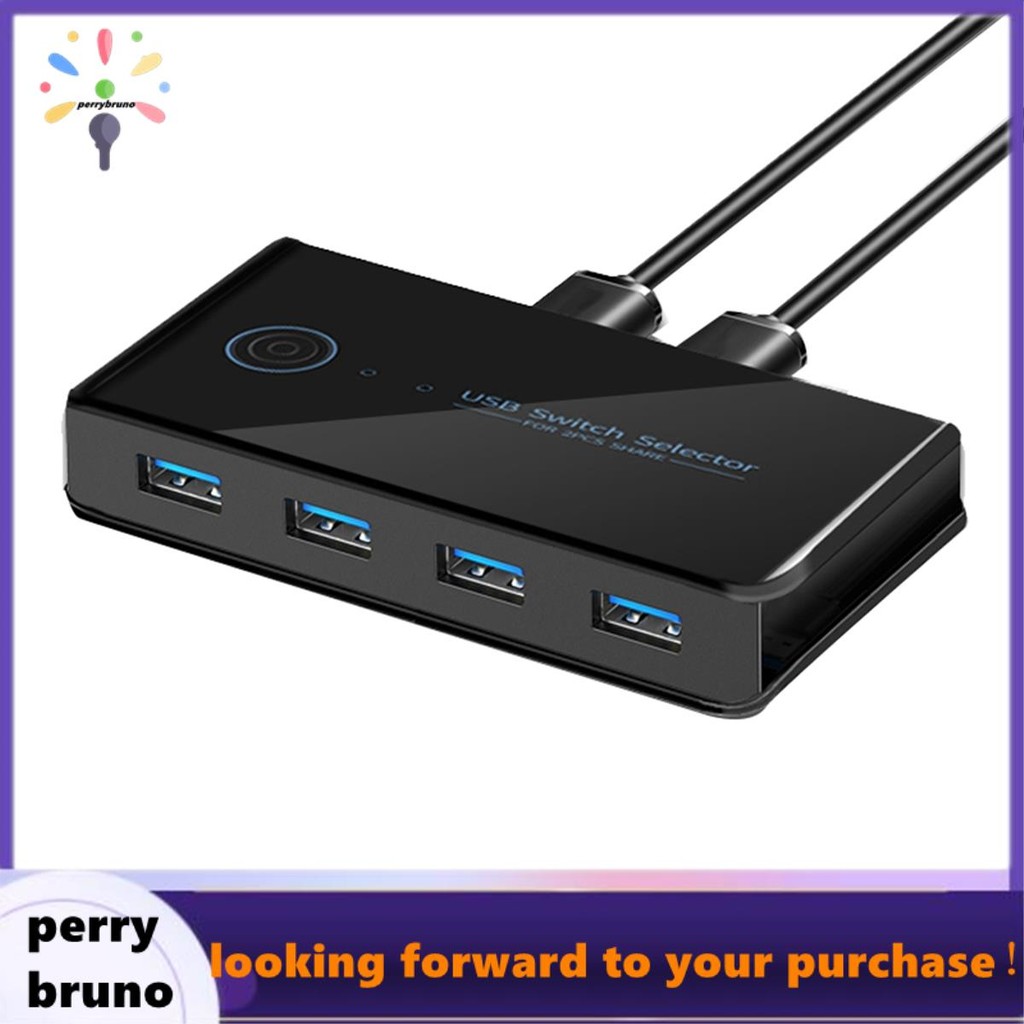 USB KVM Switch USB Shared Switcher 2 in 4 Out สําหรับแล็ปท็อปพีซีคีย์บอร์ดเมาส์เครื่องพิมพ์ USB Swit