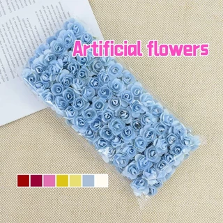 144ชิ้น ดอกกุหลาบมินิโรส ดอกกระดาษสา 2CM กุหลาบจิ๋วปลอม สำหรับตกแต่ง DIY