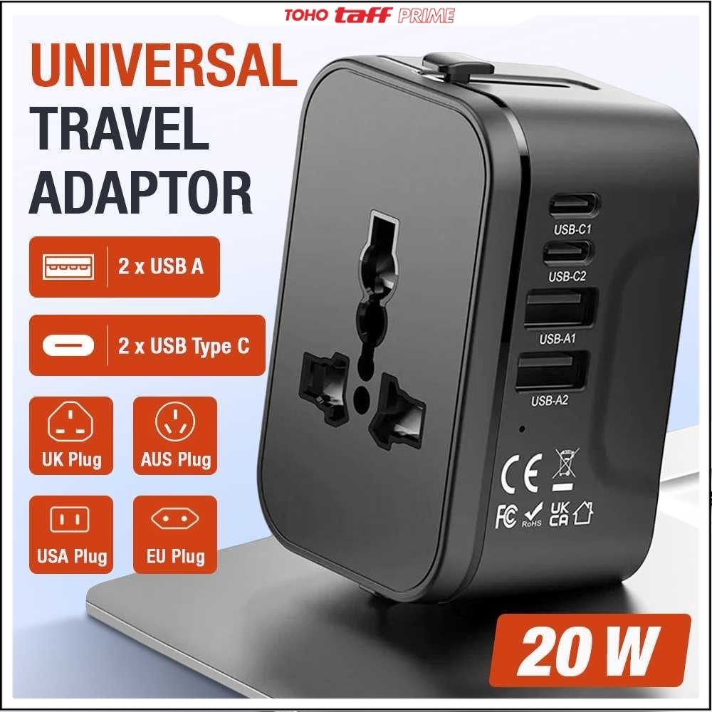 LENCENT Universal Travel Adapter Multi Port USB Type C UK EU USA 20W - HHT205