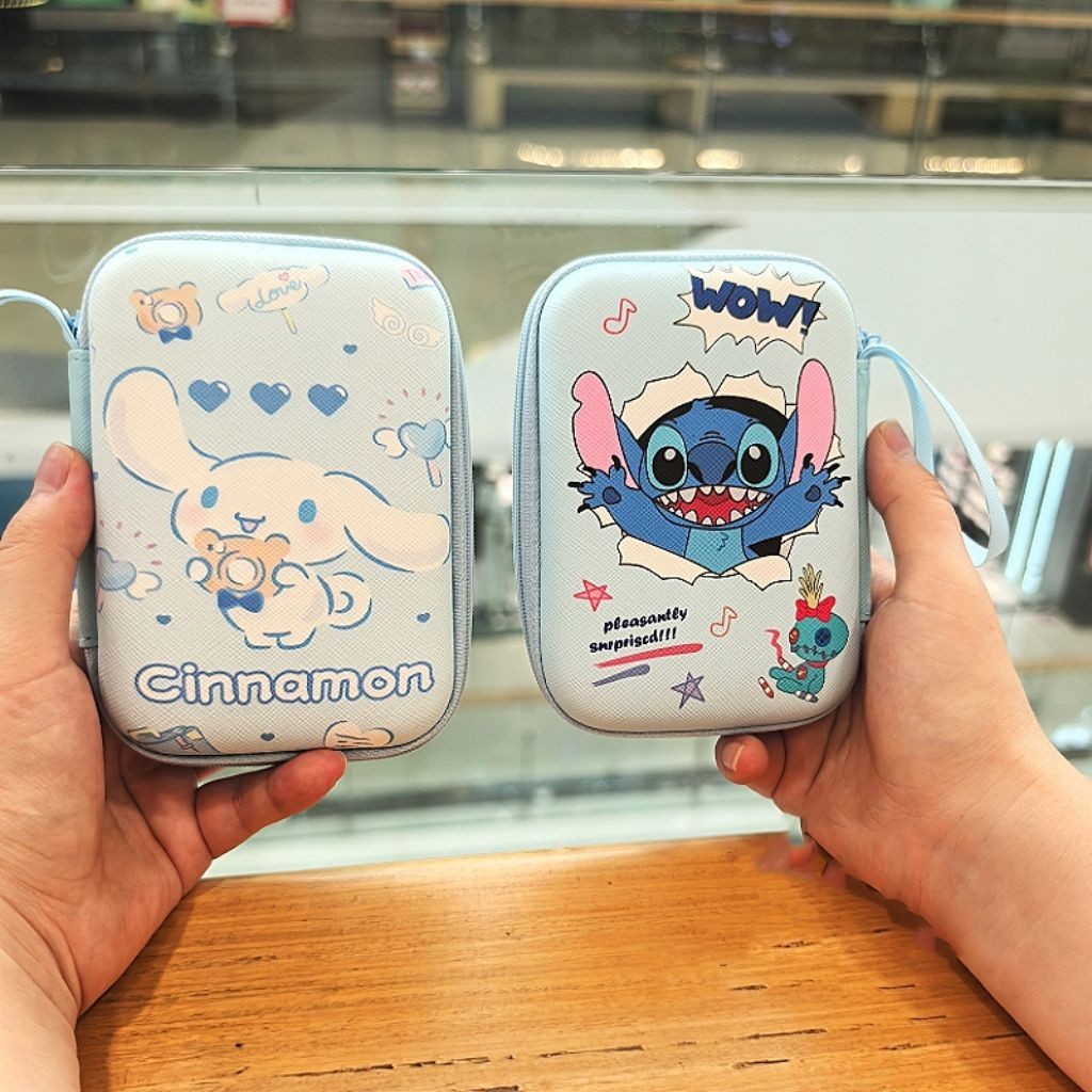 Cute Stitch Powerbank Hard Case Gadget Charger Pouch Toiletries Cable Organizer Bag