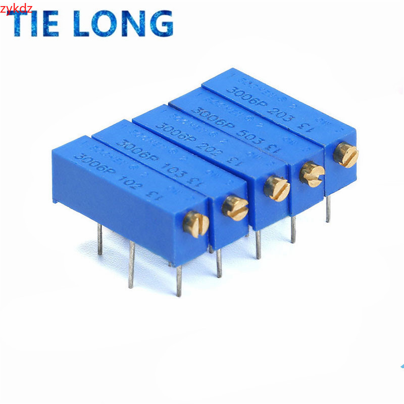 5PCS 3006P Precision Multi-turn ปรับ Potentiometer 1K 2K 5K 10K 20K 50K 100K 200K 500K 100R 200R 500