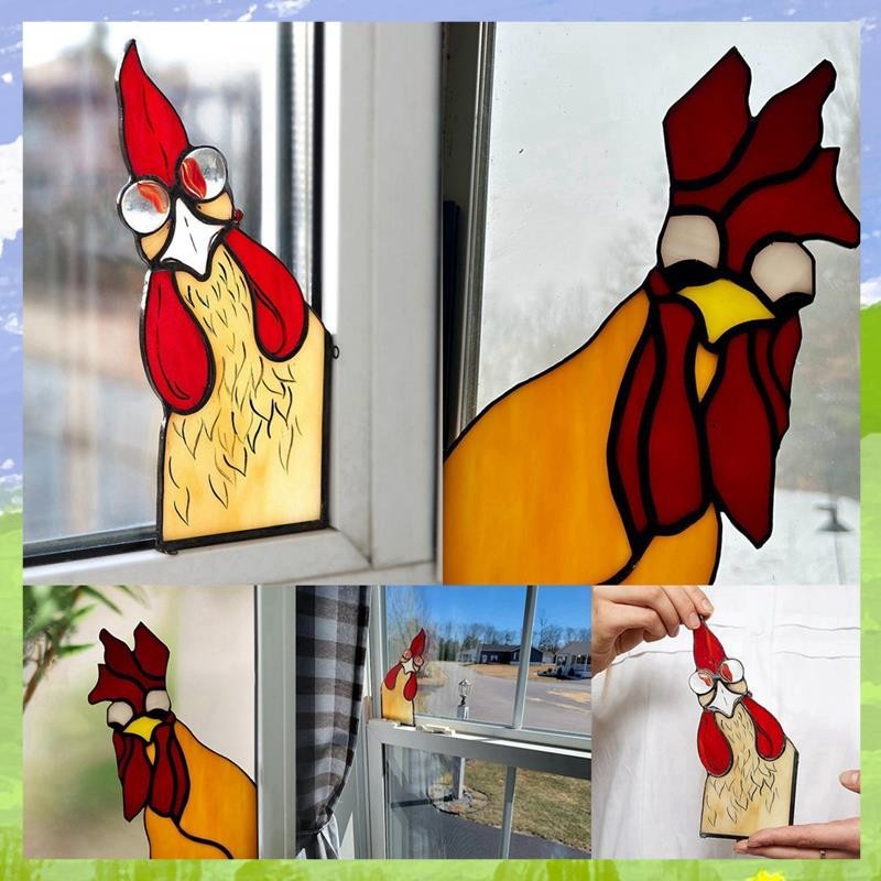 Rooster อะคริลิคแขวนหน้าต่าง, Rooster Stained อะคริลิคสําหรับหน้าต่าง, Perfect Rooster Decor B