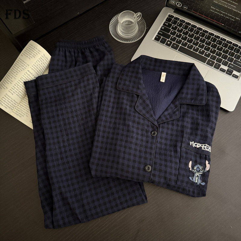 ชุดนอนนักเรียนหญิงแขนยาว แบบการ์ตูนนุ่มนวล เหมาะสำหรับฤดูใบไม้ผลิและฤดูใบไม้ร่วง