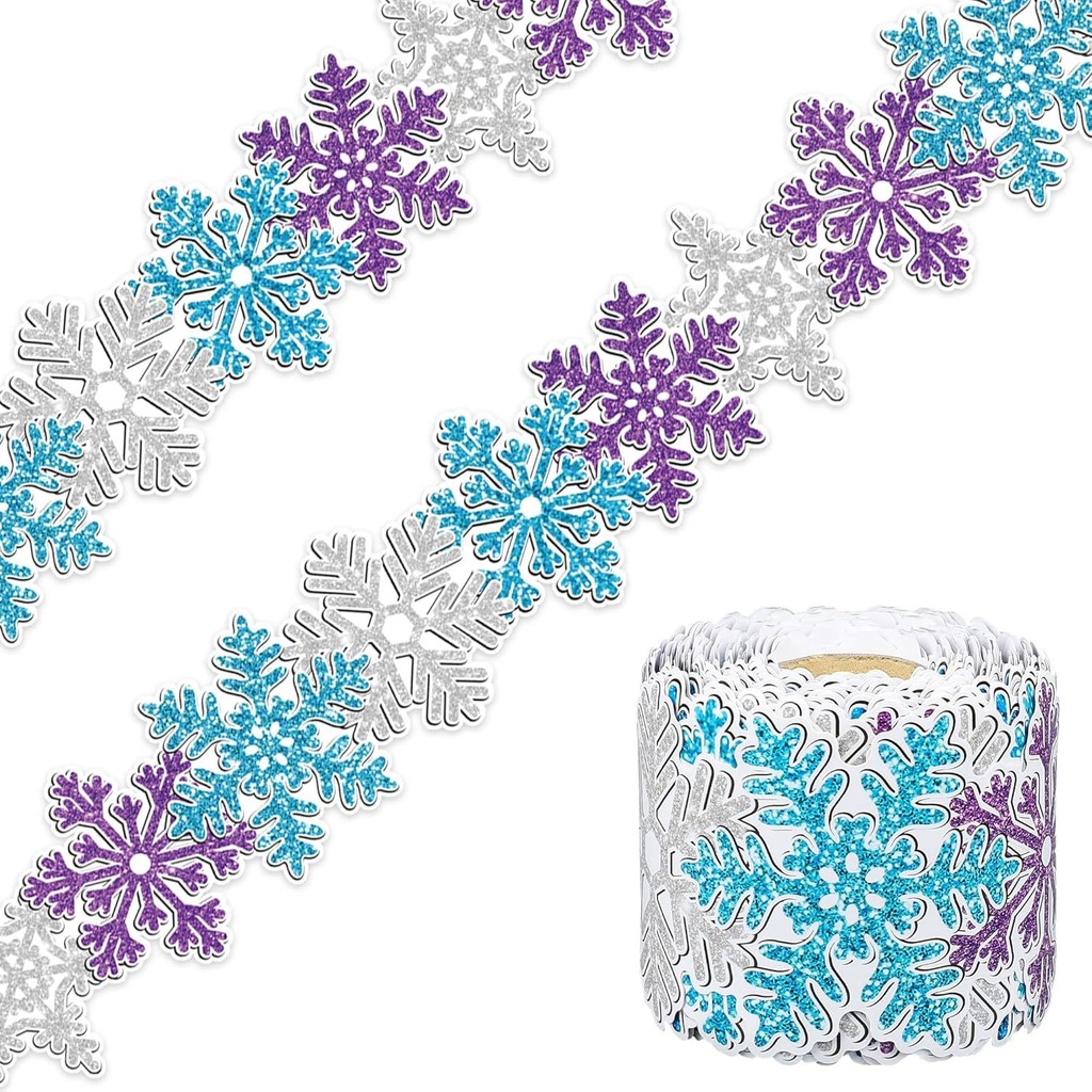10M Bulletin Board Border Trim ฤดูหนาวเกล็ดหิมะ Frozen Border Trim สติ๊กเกอร์ติดผนังสําหรับห้องเรียน Nothing Board กระดานดําไวท์บอร์ด