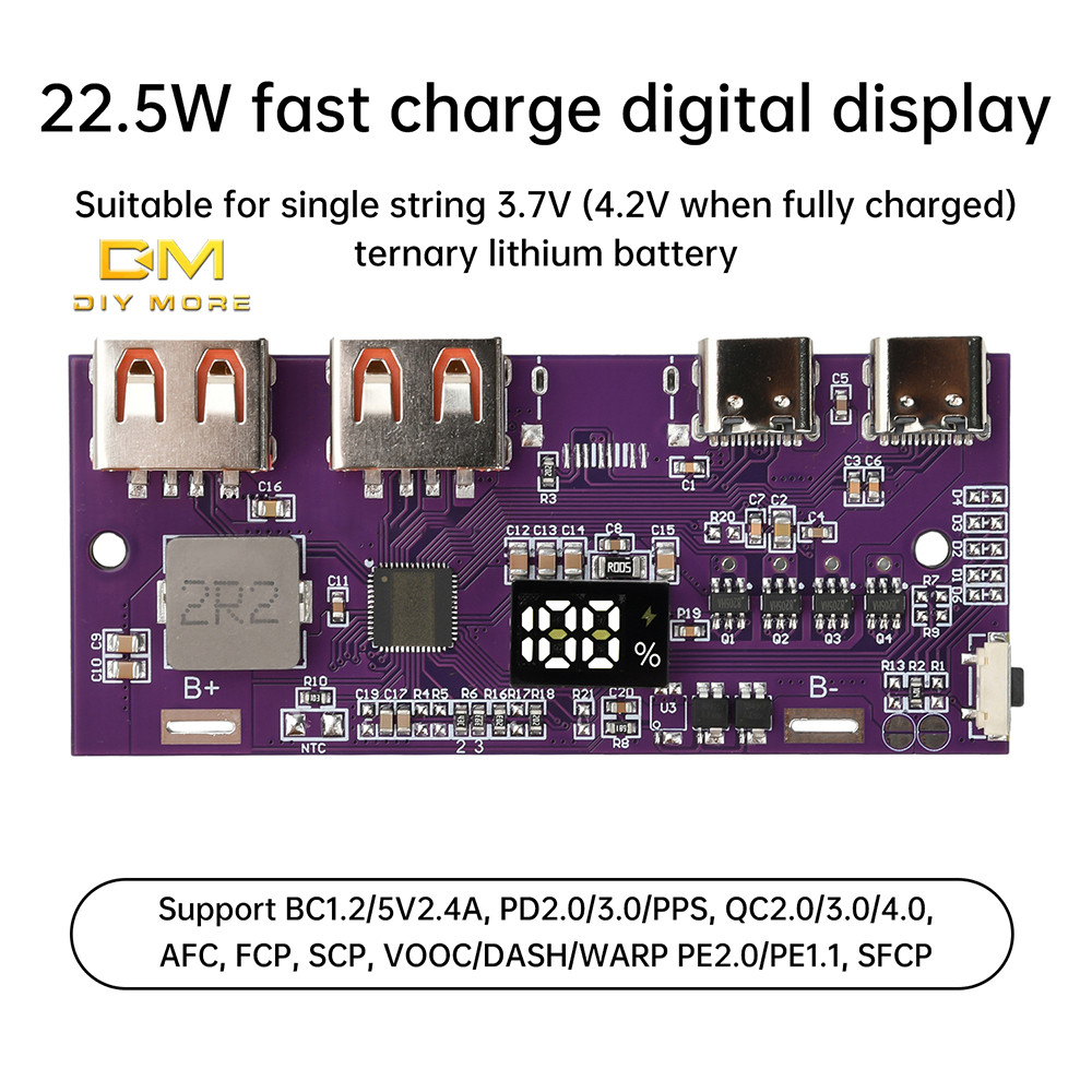 DIYMORE 22.5W ชาร์จสมบัติเมนบอร์ดชาร์จเร็วโมดูลพลังงานมือถือ DIY 3.7V แบตเตอรี่ลิเธียม ternary เมนบอ