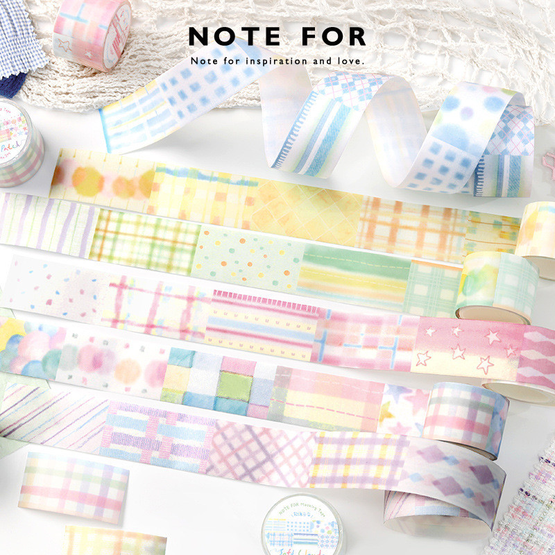 ตารางพื้นฐาน Washi เทปชุดลายสก๊อตตกแต่งกระดาษกาวเทปสําหรับศิลปะ DIY งานฝีมือวารสารวางแผนสมุดภาพห่อ