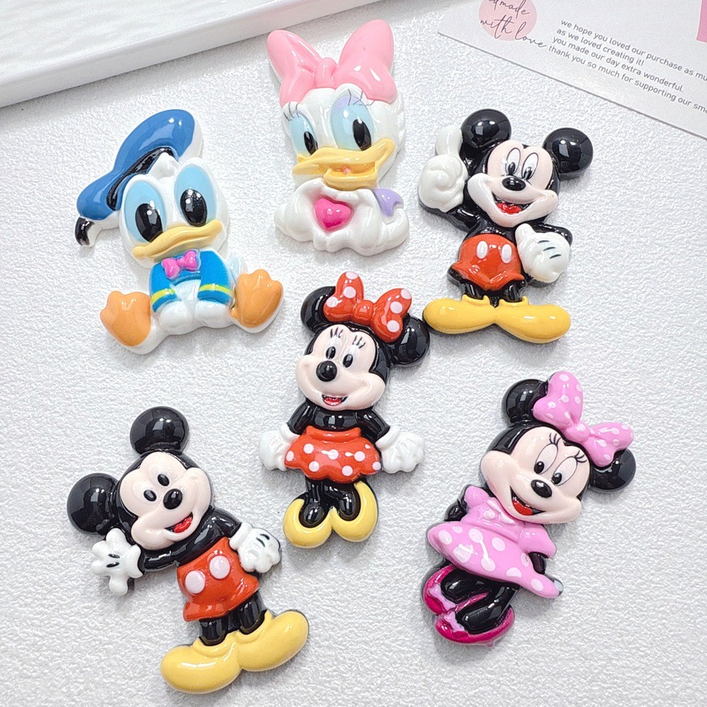6ชิ้นขนาดใหญ่น่ารักเป็ดเมาส์สัตว์เรซิ่นเสน่ห์สําหรับ ทําเอง (10-425)