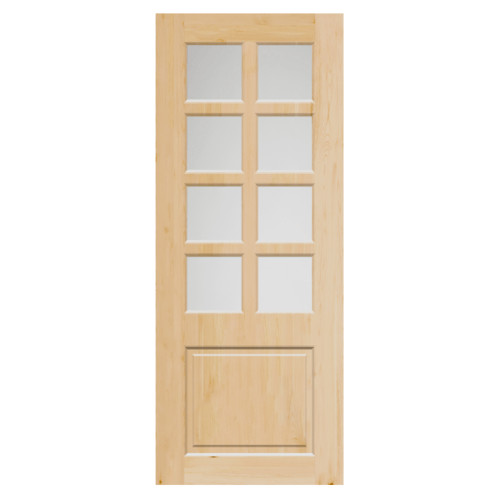 GlobalHouse HOLZTUR ประตูไม้สน ลูกฟักพร้อมช่องกระจก PW-G25-2A 80x200ซม. สินค้าของแท้คุณภาพดี