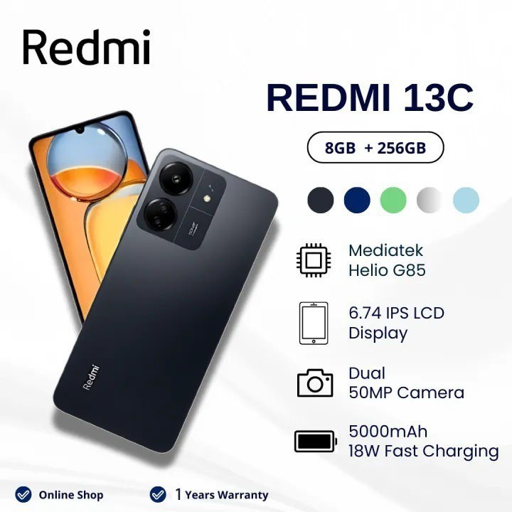 Xiaomi Redmi 13C (8+256GB) - หน้าจอใหญ่ 6.74" 90Hz | แบตฯ 5000mAh ใช้งานยาว | กล้องวิดีโอความละเอียดสูง | รับประกัน 12 เ
