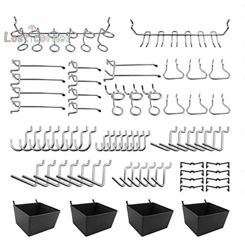 [Lostcorner] 81 ชิ้น Pegboard Hooks Assortment พร้อม Pegboard Bins Peg ล็อคเครื่องมือ Organizer [ใหม่]