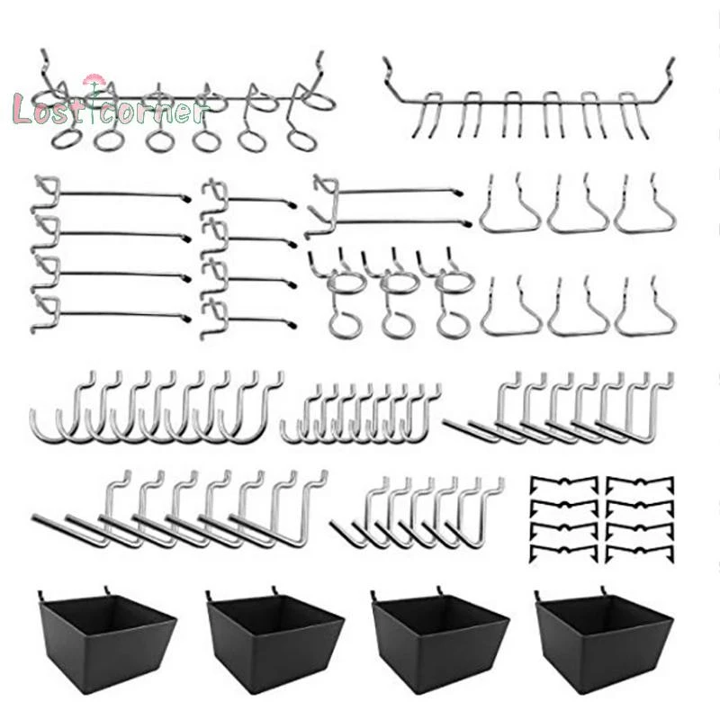 [Lostcorner] 81 ชิ้น Pegboard Hooks Assortment พร้อม Pegboard Bins Peg ล็อคเครื่องมือ Organizer [ใหม่]