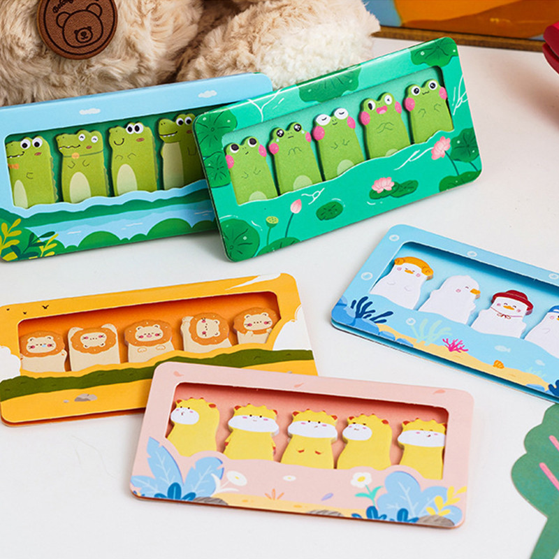 150 แผ่นการ์ตูนสัตว์ธีมนิ้วหัวแม่มือโน้ตเหนียวโรงเรียนสํานักงานกระดาษบันทึกแบบฉีกได้