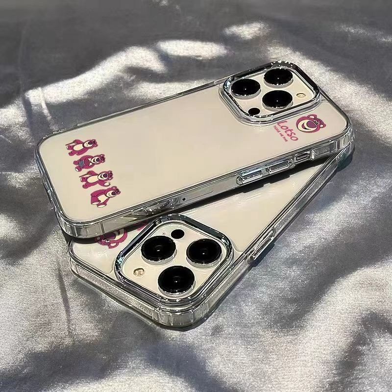 Crutch สตรอเบอร์รี่หมีกรอบโลหะเคสโทรศัพท์สําหรับ OPPO A58 A5PRO A60 A3X F29PRO A17 A94 A98 A91 F9 A7