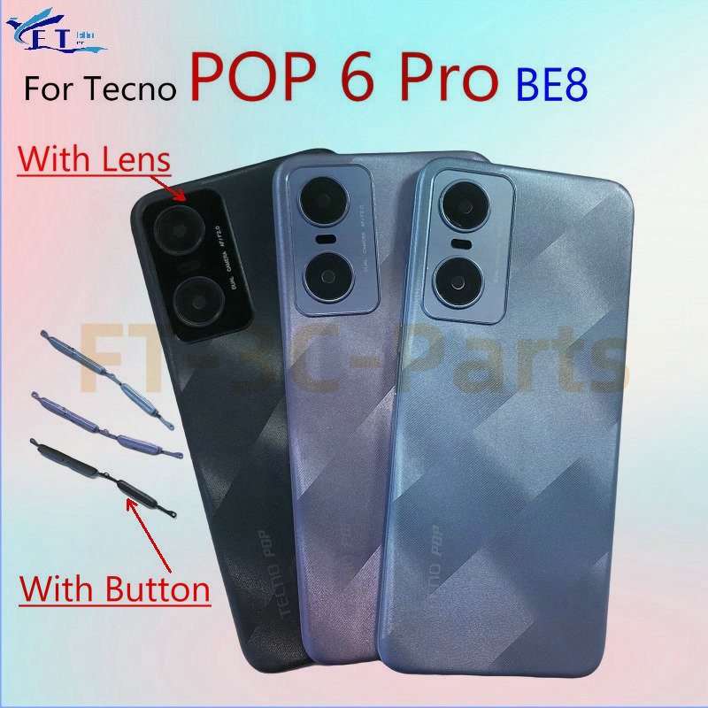 สําหรับ Tecno POP 6 PRO BE8 ฝาหลังแบตเตอรี่ฝาครอบประตูด้านหลังกรณีปกหลังเปลี่ยนชิ้นส่วน