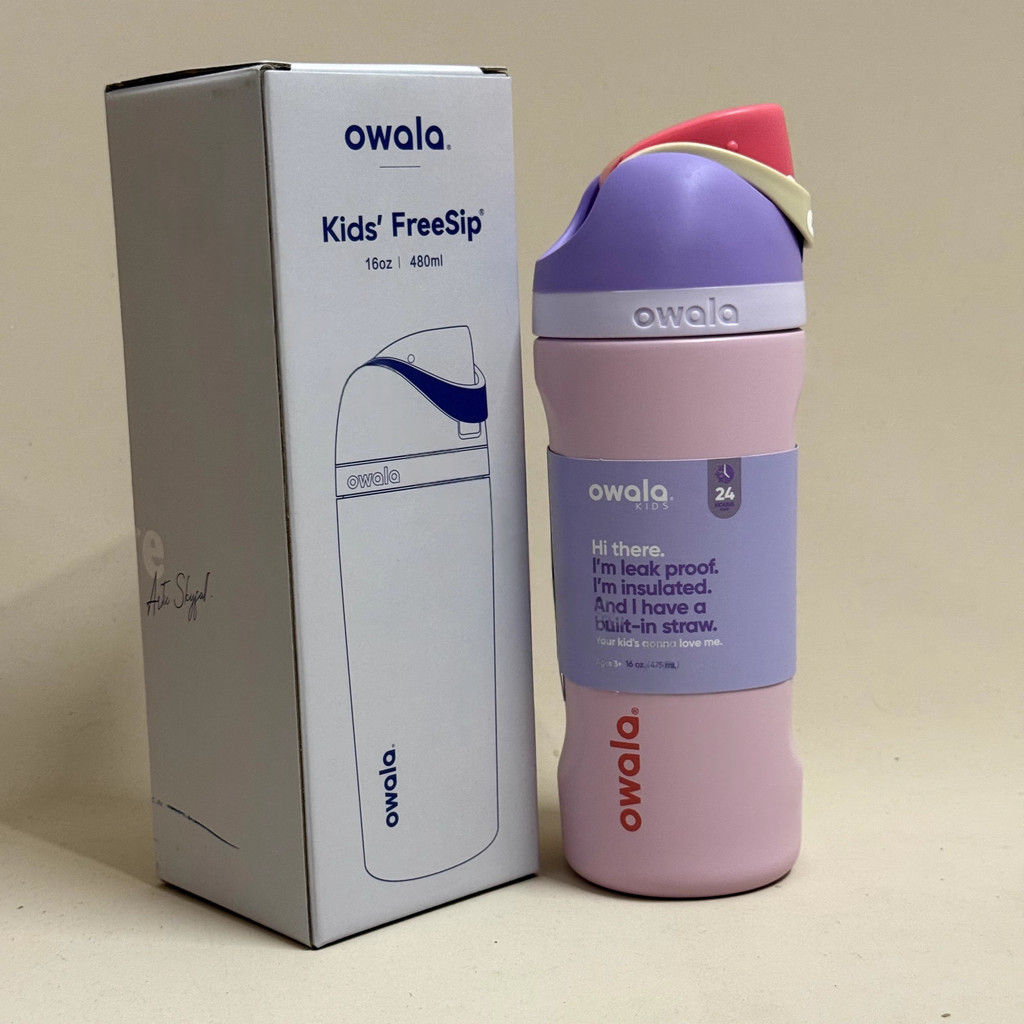 Owala FreeSip 16oz (470ml): Genius 2-in-1 Sip/Straw Lid, No-Spill Lock, เย็น 24H