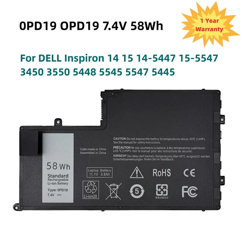 0PD19 OPD19 7.4V 58WH Battery For DELL Inspiron 14 15 14-5447 15-5547 3450 3550 5448 5545 5547 5445 