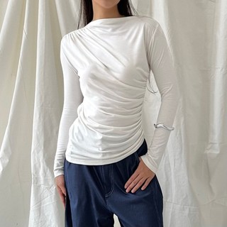 MOSE TOP - Atasan Wanita Lengan Panjang Kaos Korean Top Baju Basic Fitted Tshirt Summer Knit Rib Long Sleeve Posha