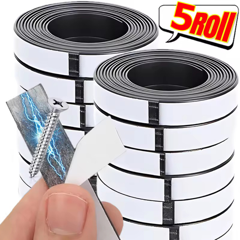 แถบยางแม่เหล็กแบบมีกาวในตัว - เทปแม่เหล็กตัดได้สําหรับโครงการ DIY, การใช้งานในสํานักงานและองค์กรหัตถกรรม, 1/3/5 ม้วน