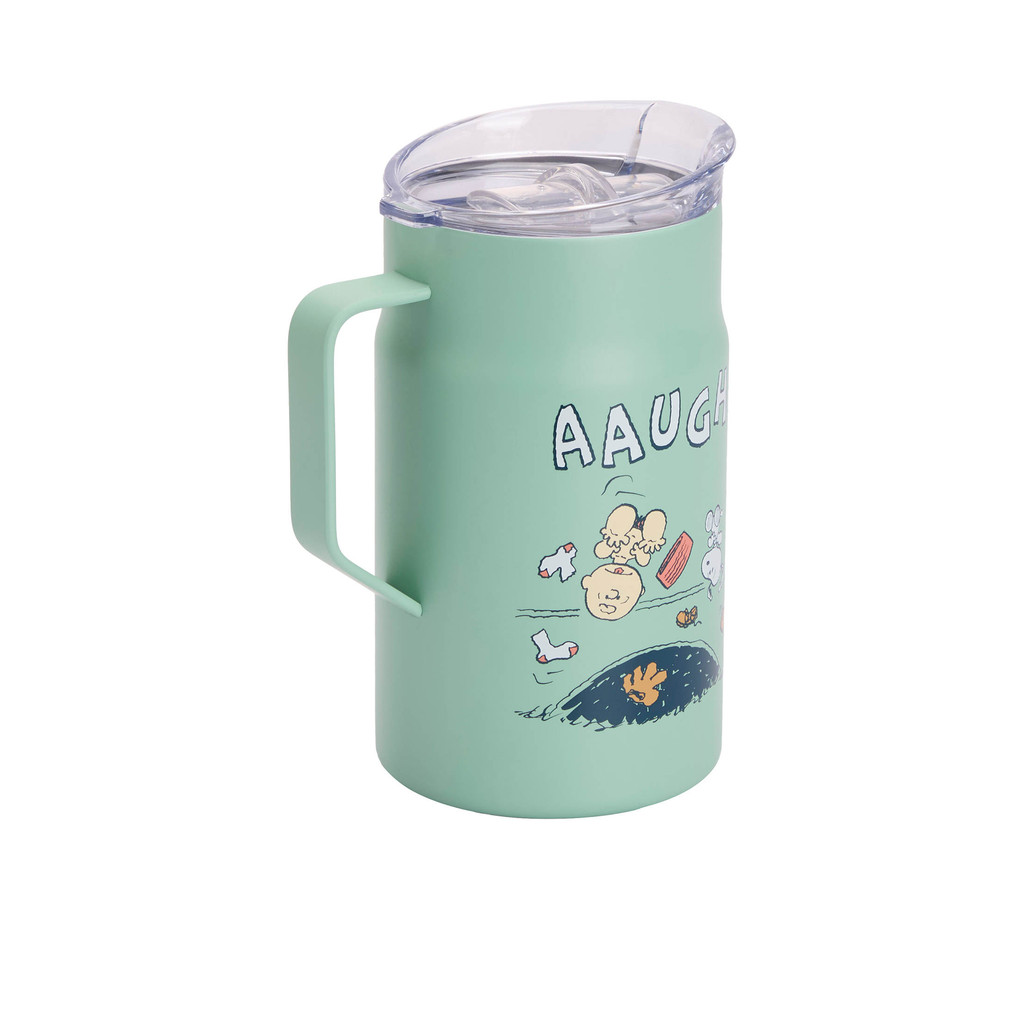 TORA แก้วเก็บความเย็น Snoopy Collection 600 มล. มีหูจับ มีฝาปิด สีเขียวอ่อน แก้วสแตนเลส