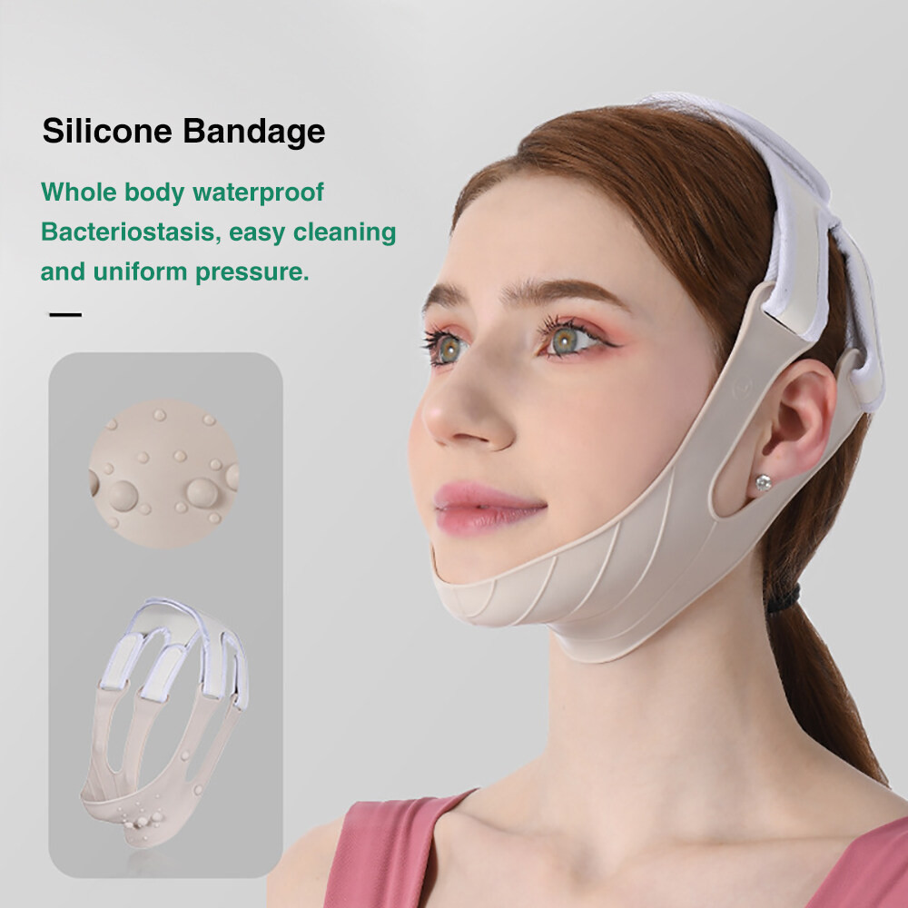 ซิลิโคน V รูปร่างผ้าพันแผล Face Lift Up Slimming Mask เข็มขัดต่อต้านริ้วรอยลด Double Chin Band V Face Chin Cheek Strap