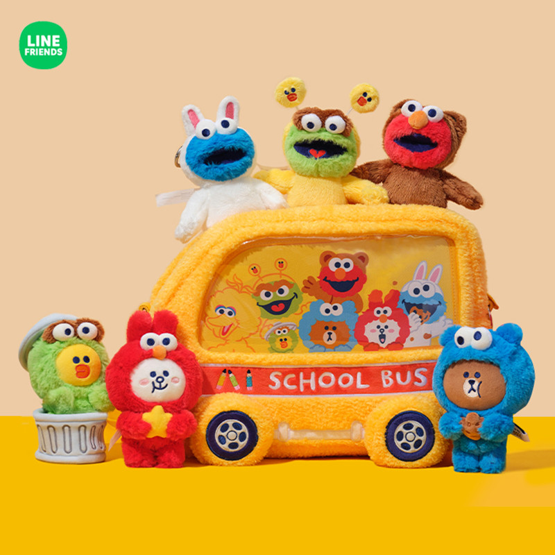 LINE FRIENDS SESAME STREET SESAME STREET ตุ๊กตาพวงกุญแจกระเป๋าจี้ Cross-Dressing จี้ตุ๊กตา
