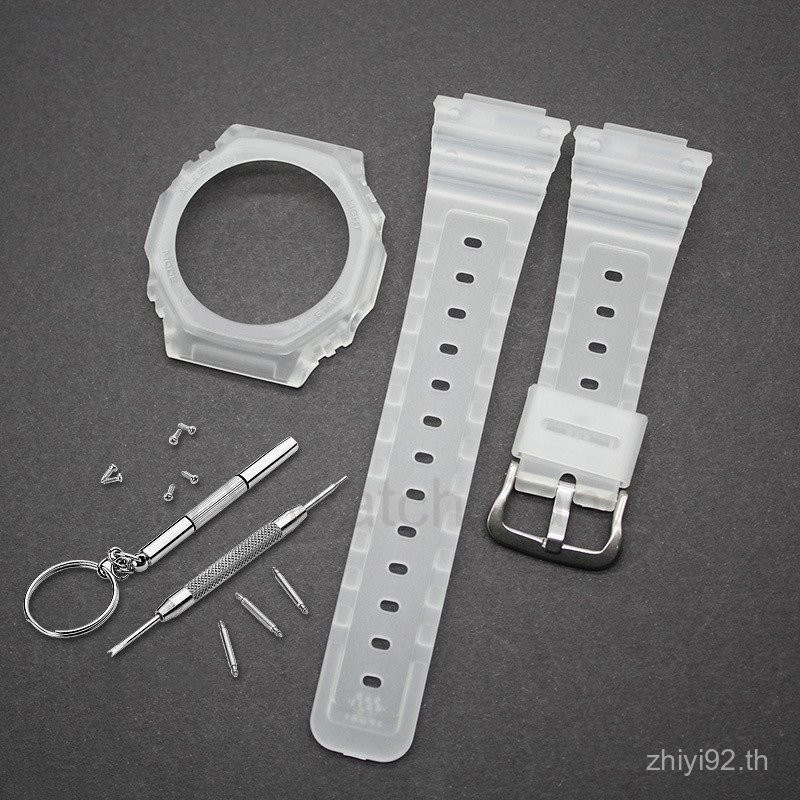 GA-2100 GA-2110 GA-B2100 Band Case Bundle - Matte Black Shell + สายคล้องคอโลโก้สําหรับ 5689 | ชุดอัพ