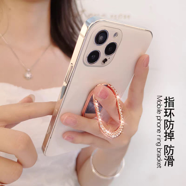 giptok แม่เหล็ก แหวนโลหะบางเฉียบ ที่วางโทรศัพท์มือถือผู้หญิงประดับเพชรสุดหรูหัวเข็มขัดแหวนบางพิเศษหั