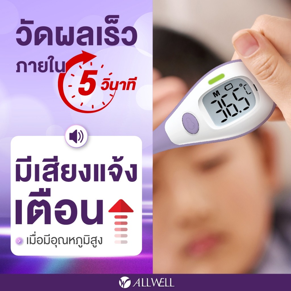 ALLWELL Digital Thermometer เครื่องวัดอุณหภูมิร่างกายแบบดิจิตอล รุ่น Fast5 [1 Year Warranty] - รูปที่ 2
