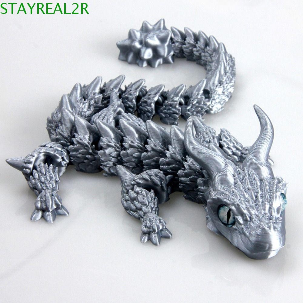 STAYREAL2R เครื่องประดับมังกรจําลอง, 3D พิมพ์ของเล่นมังกรสร้างสรรค์, ปีใหม่ยืดหยุ่น PLA สัตว์ที่สมจร